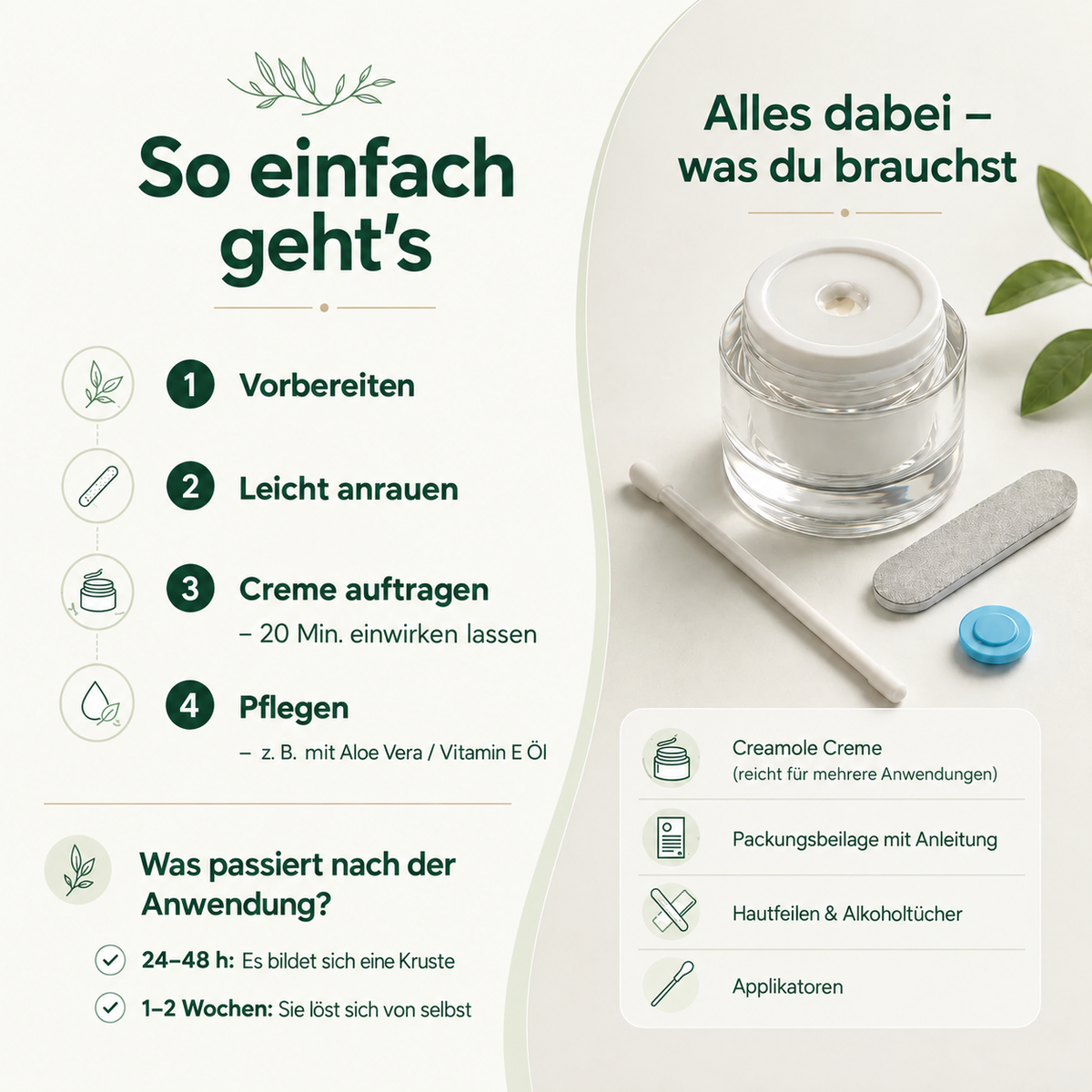 Creamole – Pflanzliche Creme zur Entfernung von Muttermalen, Leberflecken & Warzen