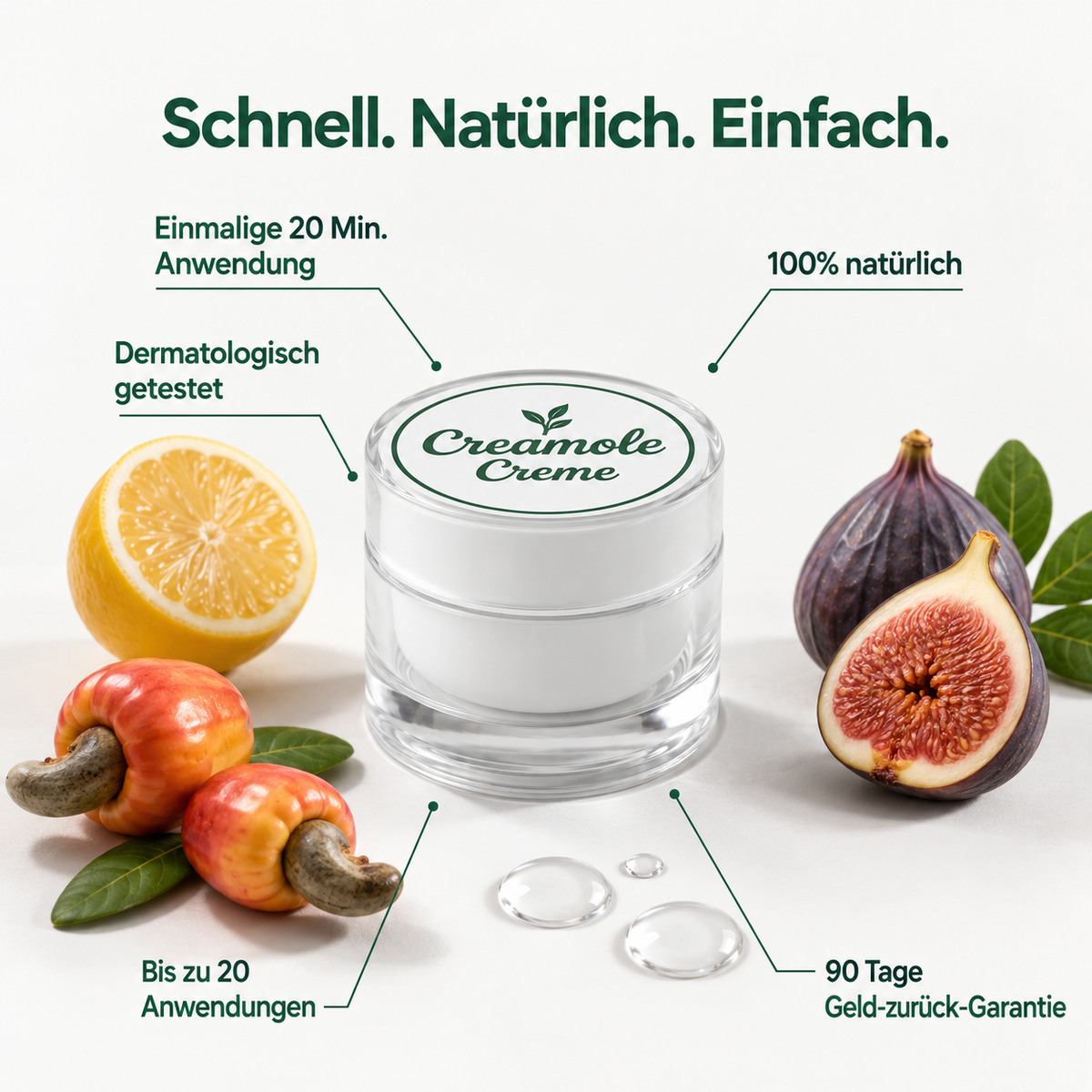 Creamole – Pflanzliche Creme zur Entfernung von Muttermalen, Leberflecken & Warzen