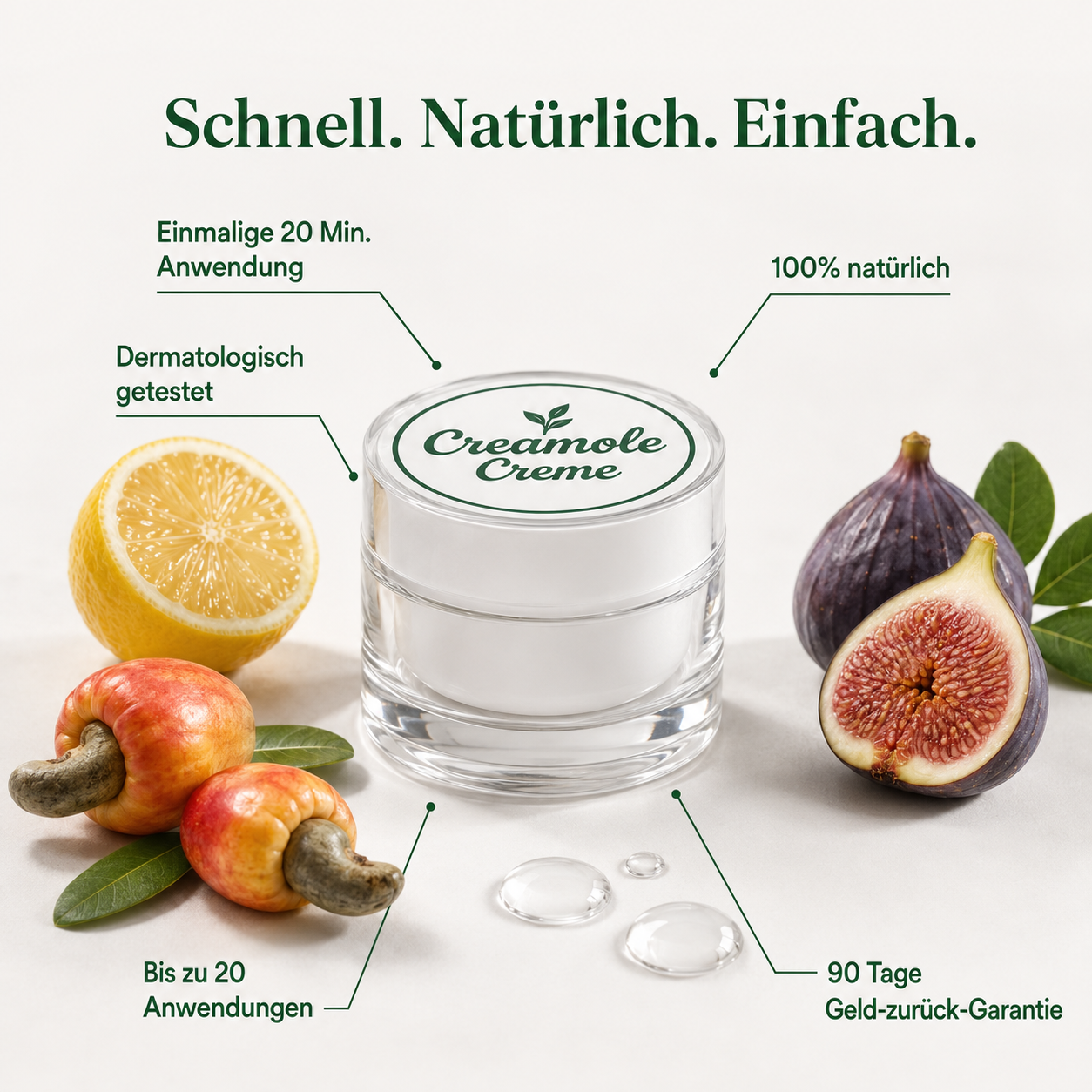 Creamole - Natürliche Creme zur Entfernung von Muttermalen, Leberflecken & Warzen
